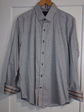 Robert Graham Shirt Mens Large Flip Cuff Geometric Pattern Long Sleeve Button Up